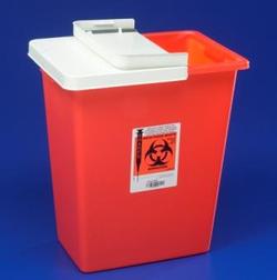 8 Gallon, Red, Sharps Container, Hinged Lid, EA