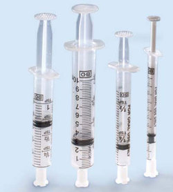 BD 3CC Clear Oral Syringe w/Tip Cap 100/Bx - BD 10CC Clear Oral Syringe w/Tip Cap 100/Bx