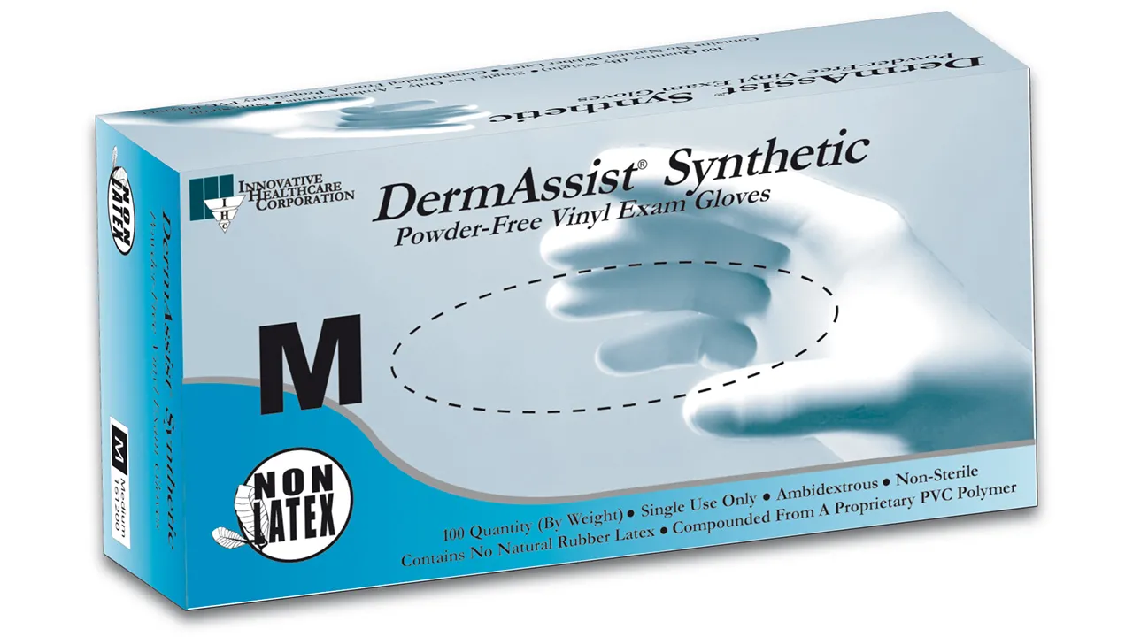 DermAssist PF Vinyl S, 100/box, 10Bx/Cs