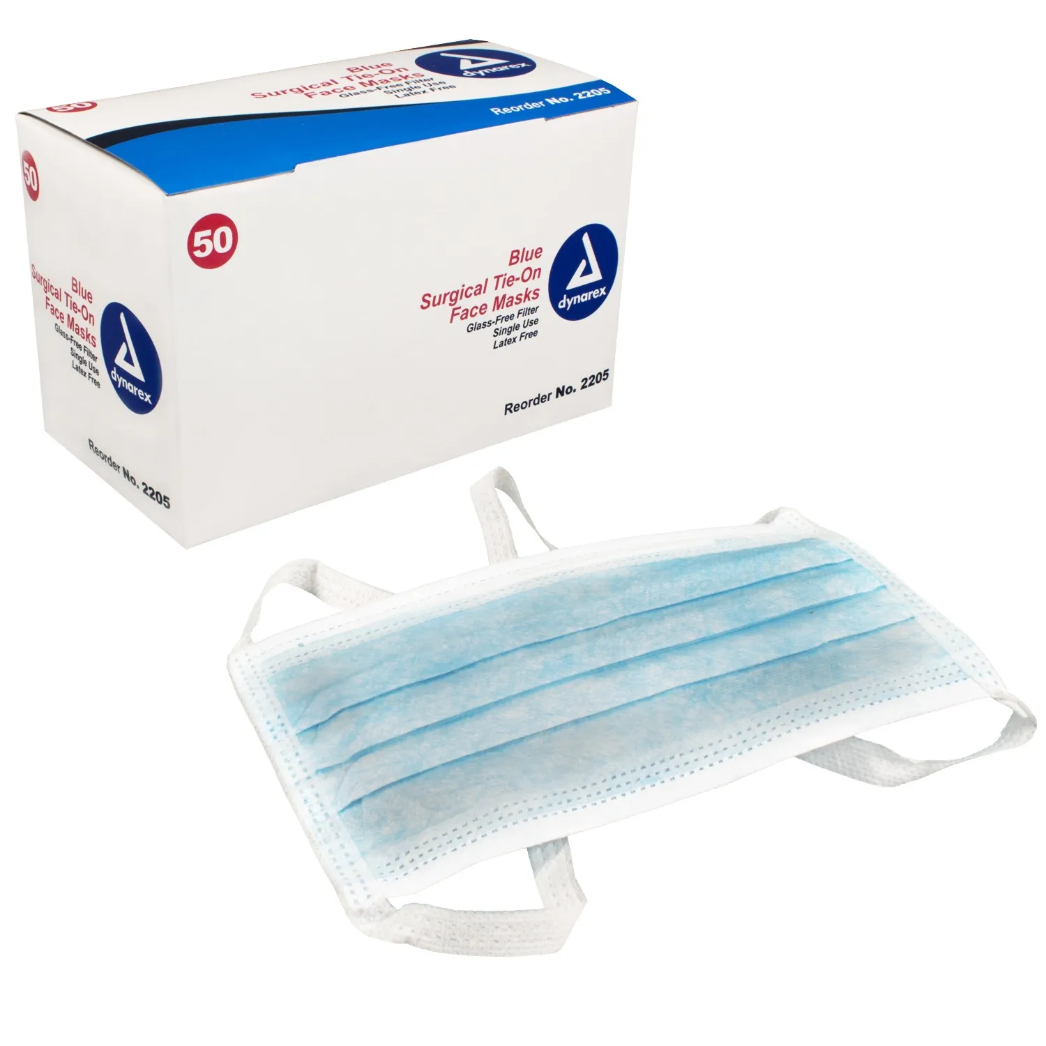 Surgical Face Mask with Ties, Blue, 50/bx