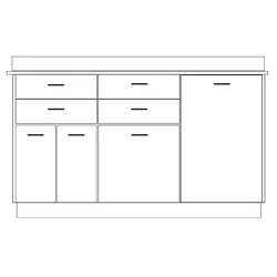 60 Base Cabinet 4 Doors & 4 Drawers