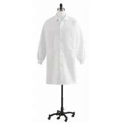 Unisex Lab Coat, Knit Cuff, Knee Length, White LG