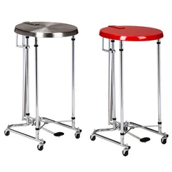 18 Round Lid Hamper, Chrome & Red Top---Chrome Top