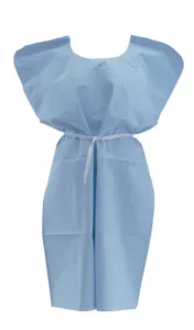 Disposable Patient Gown 3-Ply, T/P/T, Blue, 30 x 42, 50/Cs